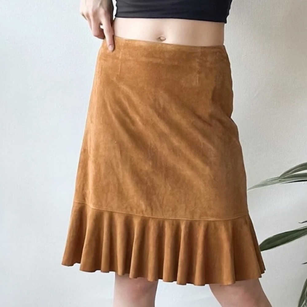 Vintage Celine Tan Suede Skirt Sz 36